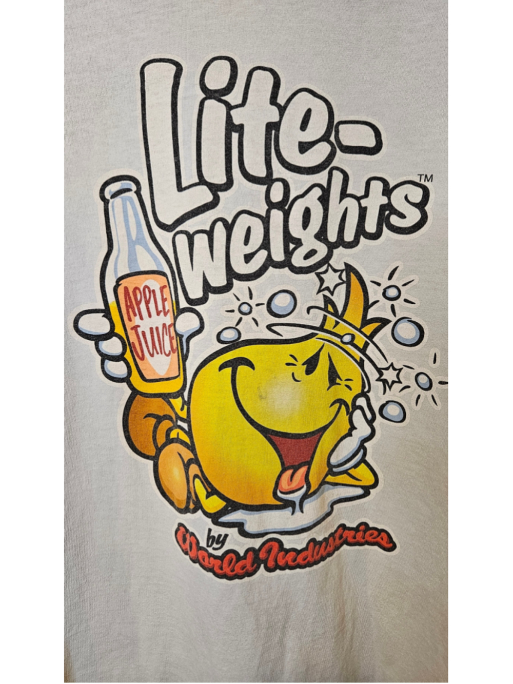 Vintage 90s World Industries Lite Weights Skate T Shirt Apple Juice Large